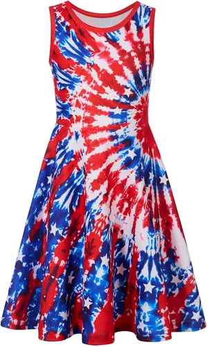 Miniatura 20 de Funnycokid Vestido de Sirena para Niñas, Sin Mangas, de Verano, para Cumpleaños, de Fiesta con Volantes, Ropa de 4 a 13 Años