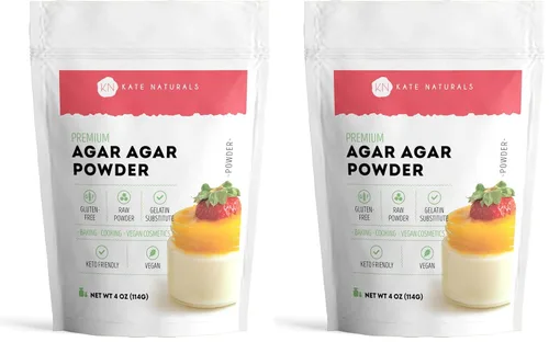Miniatura 8 de Kate Naturals Polvo de agar agar para cocinar y platos de Petri. Polvo sustituto de gelatina vegana sin sabor para hojas de gelatina y halal