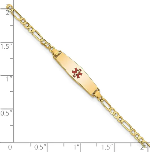 Miniatura 3 de 14k Yellow Gold Medical Alert Figaro Id Bracelet Fine Jewelry For Women Gifts For Her