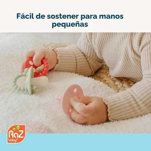 Miniatura 5 de RaZbaby Juguete mordedor de silicona suave para bebés de 3 meses y bebé, masajeador, cerdas para aliviar la dentición, alivia las encías doloridas
