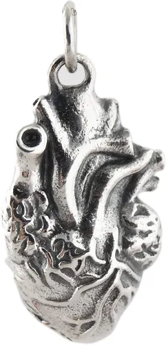 Abalorio anatómico de corazón humano 3D, plata de ley 925, anatomía realista