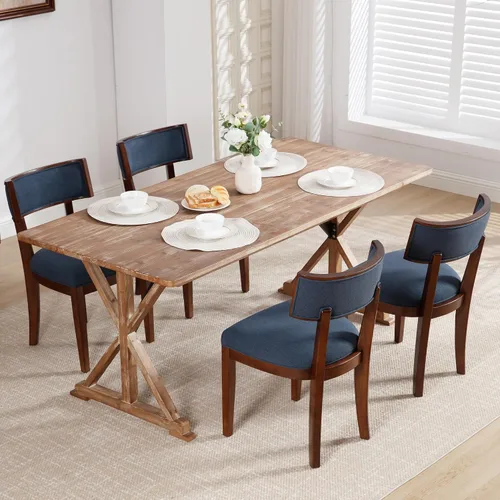 Miniatura 16 de LZAREAL Juego de 2 sillas de comedor modernas de mediados de siglo, sillas de comedor de granja con respaldo curvo, sillas de comedor con patas
