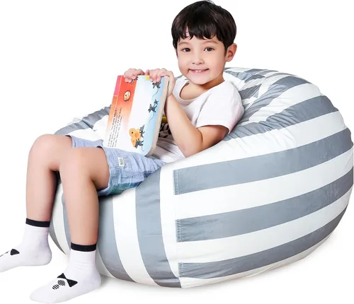 Miniatura 27 de Lukeight - Puf de almacenamiento de animales de peluche para niños, funda para puf de dinosaurio con cremallera para organizar la habitación