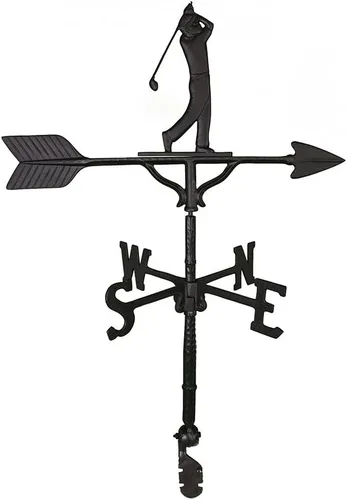 Montague Metal Products Veleta de 32 pulgadas con adorno de golfista negro satinado