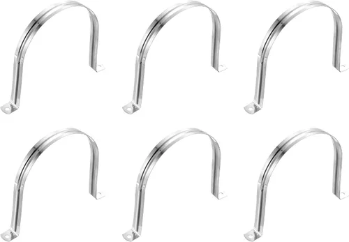 Miniatura 45 de uxcell 6 correas rígidas de tubo, 4.331 in (4.33 pulgadas) 201 de acero inoxidable 201 con 2 agujeros en forma de U, abrazaderas de tubo para fijar