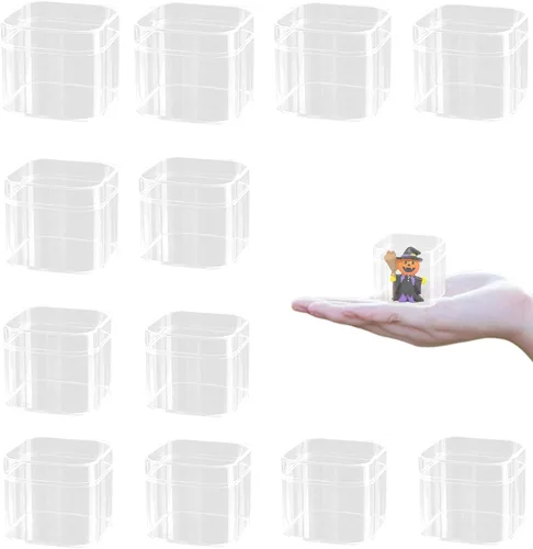 Miniatura 25 de KissYou Caja de acrílico para caramelos, cajas de exhibición transparentes con tapa de plástico pequeño, cubo cuadrado de plástico, caja