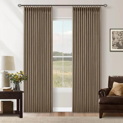 Miniatura 118 de Juego de 2 paneles de cortinas plisadas negras de 80 pulgadas para sala de estar, cortinas plisadas de lino con forro de 80 pulgadas de largo, 100%