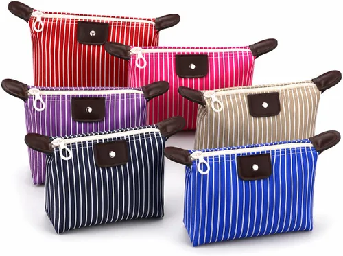 Cosmetic Bags Stripe Toiletry Bags for Women 6 Pack Toiletries Organizer Bag Multifunction Travel Makeup Pouch