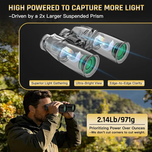 Miniatura 2 de Sogries Prismáticos de 10 x 50 para adultos, prismáticos de alta potencia para observación de aves de larga distancia, IPX7, impermeable, totalmente