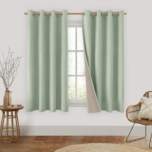 Miniatura 33 de Homeideas Cortinas Rosa Claro 100% Opacas de 84 Pulgadas de Largo, Gruesas Cortinas de Lino Sintético/Mezcla de Lino Texturizadas, Lindas Cortinas