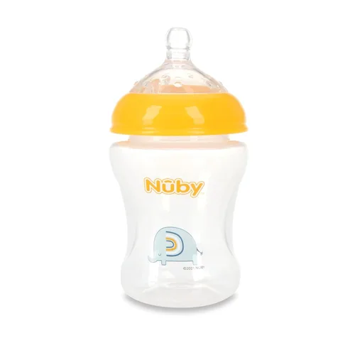Miniatura 6 de Nuby Paquete de 3 biberones para bebés con pezón de silicona de flujo lento tamaño mamario: 0+ meses, 8 onzas, paquete de 3: delicados estampados