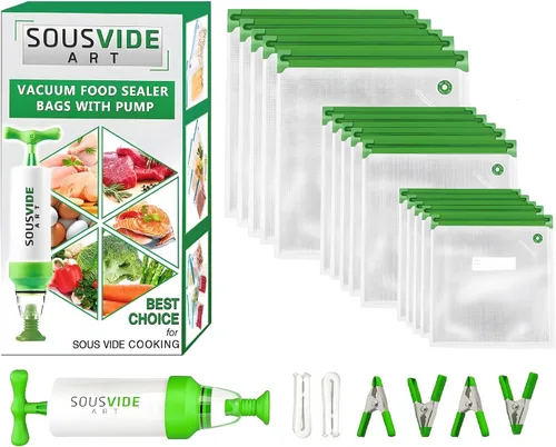 Miniatura 8 de SOUSVIDE ART Kit de cocina Sous Vide - Circulador de inmersión de 1000 W - 15 bolsas de vacío, bomba, temporizador digital y control de temperatura