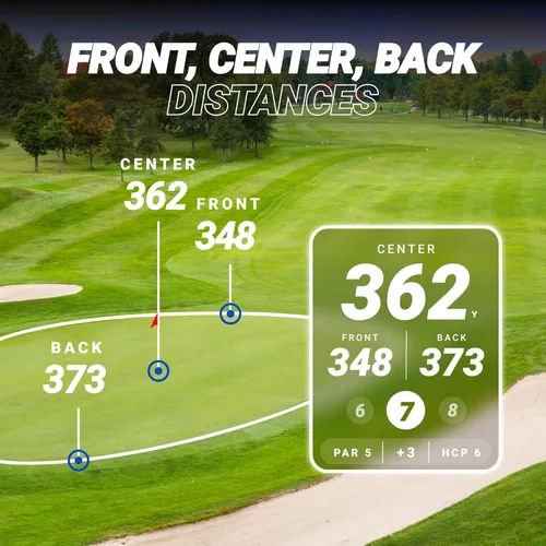 Miniatura 5 de Blue Tees Golf Player+ Altavoz GPS alimentado por IA - Pantalla táctil, batería de más de 10 horas, más de 40,000 campos, distancias visuales y Negro
