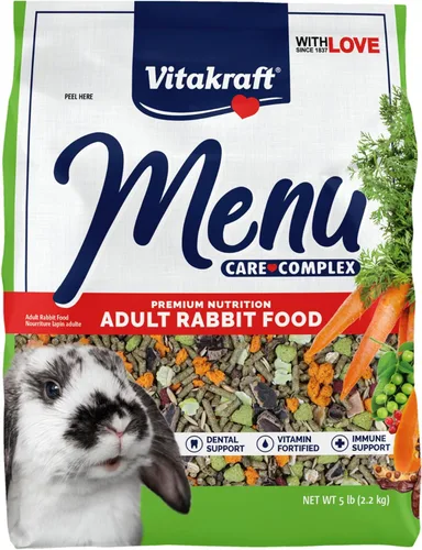 Vitakraft Menu Premium Comida para Conejos - Mezcla de pellets de alfalfa - Fortificado con vitaminas y minerales, zanahorias, verduras, granos,