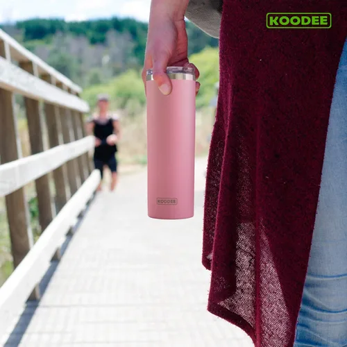Miniatura 5 de Koodee - Vaso delgado de acero inoxidable de 20 onzas (4 unidades) aislado con doble pared, vaso de agua con 4 tapas, 4 popotes y 2 cepillos