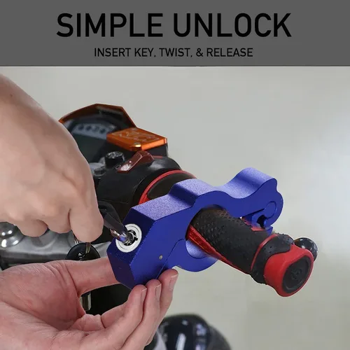 Miniatura 6 de Cerraduras de motocicleta manillar antirrobo, azul Cerradura de agarre resistente, bloqueo de freno, para motocross, ciclomotor, scooter, ATV