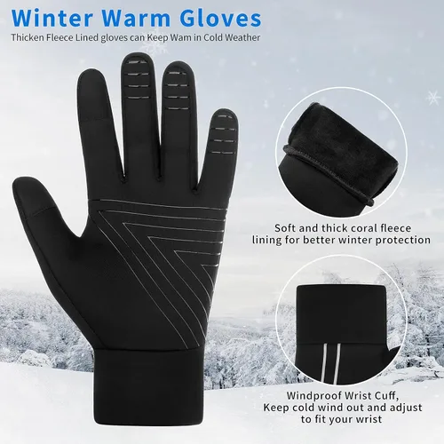 Miniatura 4 de Achiou Guantes de invierno para correr para hombres y mujeres, guantes ligeros para pantalla táctil, forros, guantes térmicos cálidos para ciclismo