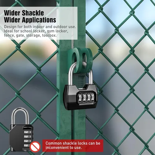 Miniatura 6 de 1 Pack disecu Candado de Combinación de 4 Dígitos, Candado Impermeable para Exteriores para Casillero de Gimnasio Escolar, Cerca, Portón, Cobertizo