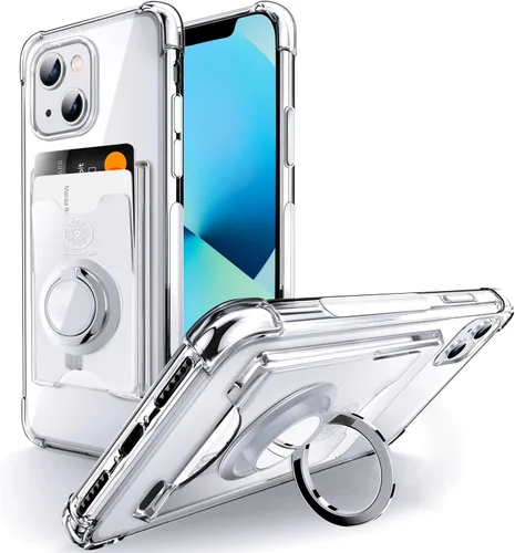 Miniatura 18 de Shields Up Funda diseñada para iPhone 8 Plus/iPhone 7 Plus, funda minimalista con tarjetero [3 tarjetas] y soporte de anillo, funda protectora