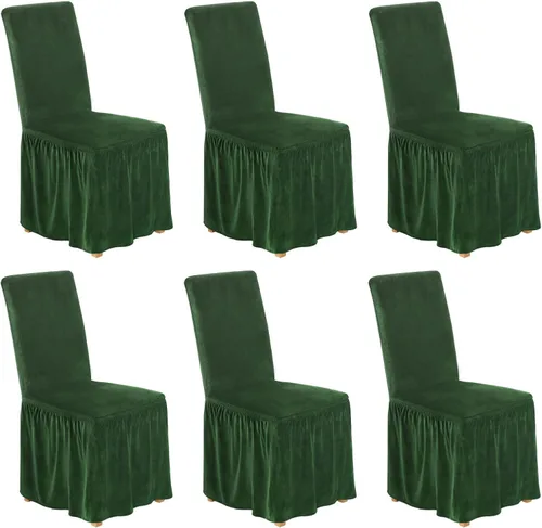 Miniatura 33 de NICEEC Fundas de silla de elastano para sillas de comedor, juego de 6 fundas de sillas de comedor extraíbles con falda, fundas de silla de comedor