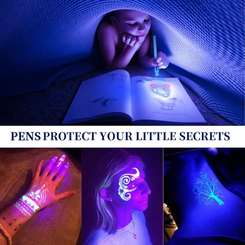 Miniatura 4 de 30 bolígrafos de tinta invisible con luz UV, bolígrafos espía con mensaje secreto, marcadores de tinta invisible mágica, recuerdos de fiesta