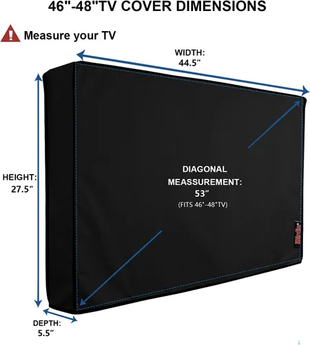 Miniatura 2 de iBirdie Cubierta impermeable para TV de pantalla plana exterior de 46 a 48 pulg., protector de pantalla de tela gruesa 600D, 44.5 x 27.5 x 5.5 pulg.