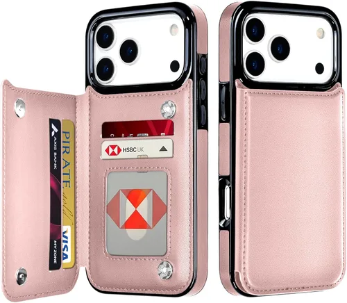 Miniatura 22 de Bizzib para iPhone 16 Plus funda tipo billetera con soporte para tarjetas, funda protectora a prueba de caídas y golpes de poliuretano premium