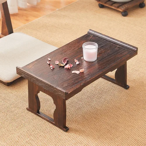 Miniatura 7 de Mesa de piso japonesa, pequeña mesa de centro y mesa de té, mesa de altar para meditación, mesa baja para sentarse en el suelo, bandejas de mesa