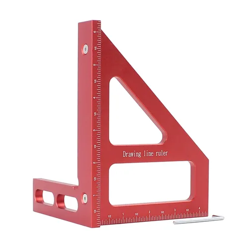 Miniatura 8 de Regla de medición multiángulo imperial 3D de 6 pulgadas, transportador cuadrado de carpintería de aleación de aluminio de 45/90 grados, línea