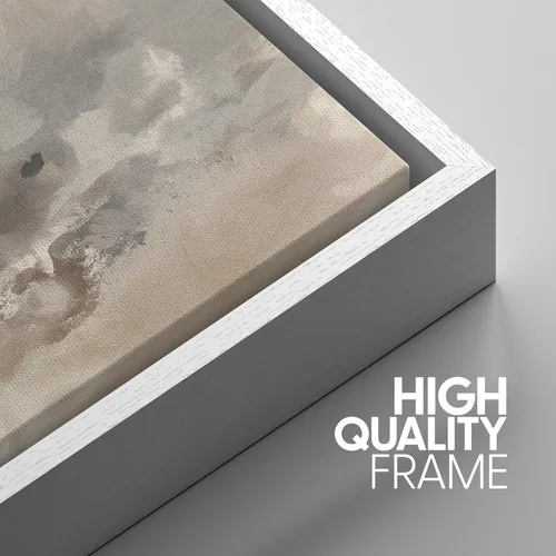 Miniatura 409 de SIGNWIN Lienzo enmarcado para pared, arte con pinceladas de flujo neutro en tonos beige abstractos, ilustraciones, arte moderno, decorativo