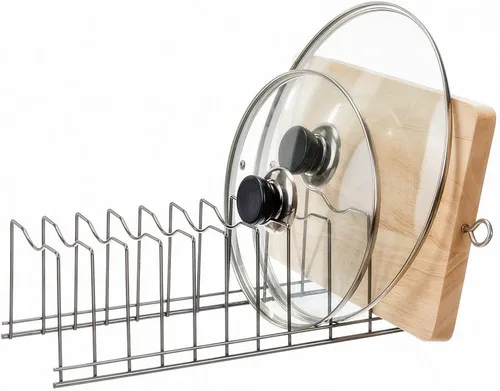 Miniatura 8 de SANNO Organizador de tapa para ollas, organizador de cocina para platos, tablas de cortar utensilios para hornear, refrigeración, ollas y sartenes