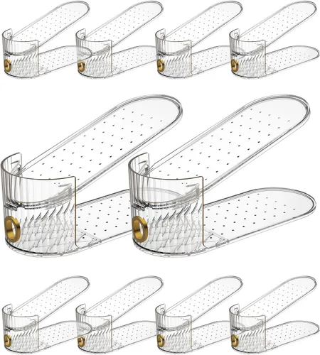 Miniatura 2 de Paquete de 10 organizadores transparentes de ranura para zapatos, apilador de zapatos para un par de zapatos, ajustable de doble capa gruesa y 50%