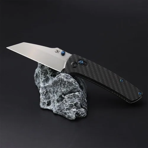 Miniatura 6 de KANSEPT Main Street - Cuchillo plegable de bolsillo, hoja de acero afilada 154CM de 3.36 pulgadas, mango de fibra de carbono de sarga con bloqueo