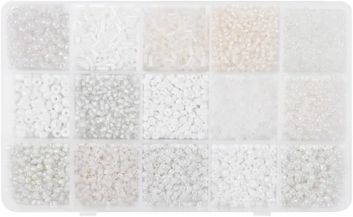 Miniatura 4 de Mezcla de cuentas de tubo de semillas de vidrio de 15 colores, kit suelto para hacer joyas, manualidades (mezcla de 15 colores, negro)