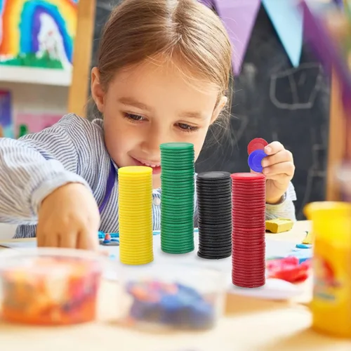 Miniatura 4 de 600 mini fichas de póquer de plástico en 6 colores, fichas de juego de cartas de póquer a granel para jugar, aprender matemáticas, contar