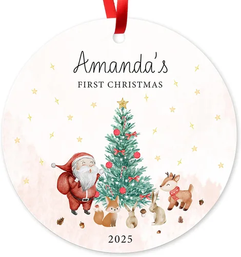 Miniatura 9 de Adorno de Navidad de familia de 3 2025, adorno personalizado para la primera Navidad del bebé, recuerdo de adorno familiar con tema de oso, 3.5 Co-03