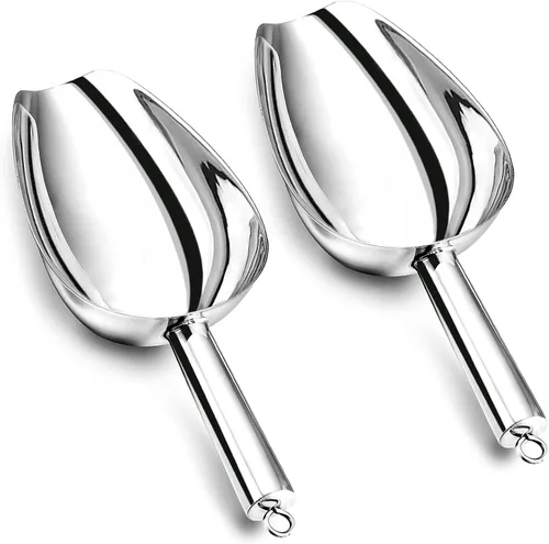 Miniatura 10 de P&P CHEF Cuchara de hielo para alimentos, cuchara de acero inoxidable, pala de metal para harina de palomitas de maíz para boda, fiesta, bar