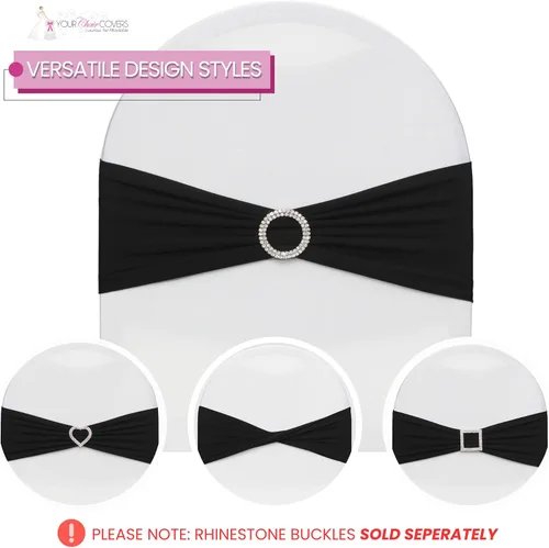 Miniatura 4 de YOUR CHAIR COVERS - Bandas elásticas de elastano para sillas, color negro (paquete de 10), bandas elásticas universales para banquetes, fiestas
