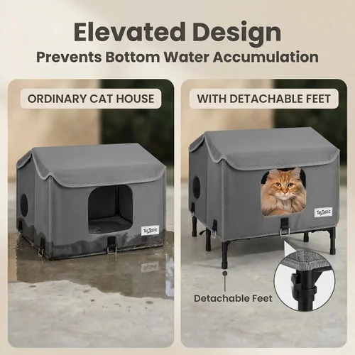 Miniatura 4 de Casa para gatos al aire libre resistente a la intemperie para primavera y verano, refugio portátil para gatos callejeros, sin instalación, plegable