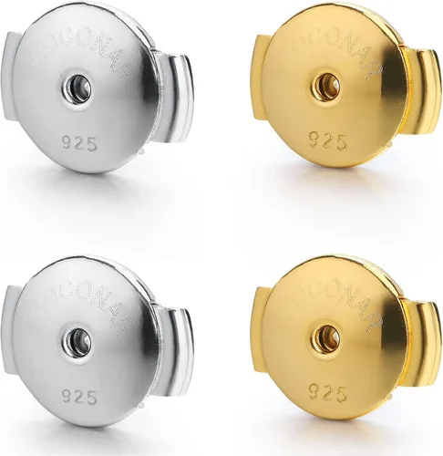 Miniatura 9 de Parte trasera de aretes con bloqueo para tachuelas, respaldos de aretes de plata de ley hipoalergénicos y seguros, reemplazos para aretes con poste
