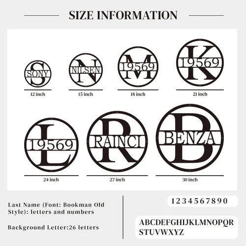 Miniatura 6 de Monogram Letter Metal Sign, Custom Metal Name Sign Address Numbers, Metal Wall Art, Family Wall Decor, Outdoor Metal Sign, Personalized Family Name