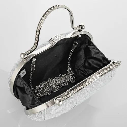 Miniatura 7 de YYW Bolso de mano plisado con purpurina para mujer, bolso de noche con asa superior para fiesta, boda nupcial
