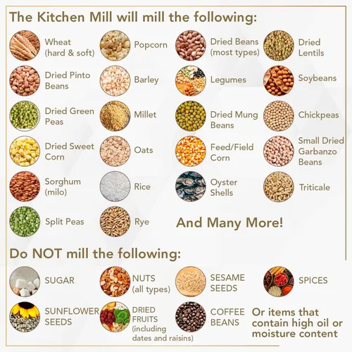 Miniatura 5 de The Kitchen Mill - Molino eléctrico de granos de alta velocidad para trigo, maíz y granos, molino de harina - Ensamblado en los EE. UU. - Cámara