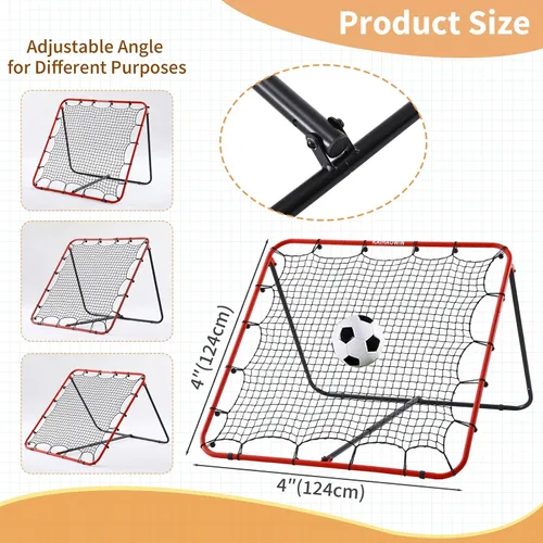 Miniatura 4 de KAIHAOWIN Red de rebote de fútbol, rebote de fútbol de acero de 4 x 4 pies, red de rebote para entrenamiento de práctica de fútbol en el patio