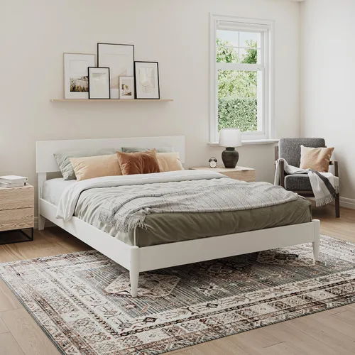 Miniatura 15 de AFI, Aria - Cama de plataforma moderna de perfil bajo de madera maciza, tamaño individual, color caramelo claro