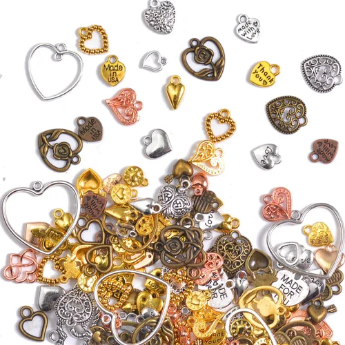 Miniatura 19 de stino - Abalorios de metal para hacer joyas 100 gramos, lote de adornos tibetanos en plata y bañados en oro para hacer joyas de collar, aretes