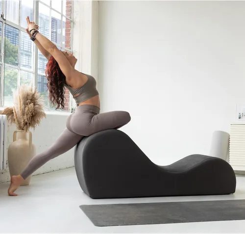 Miniatura 9 de Avana Chakra Yoga Chaise - 2 reposacabezas ajustables y asas con correas ajustables, micro terciopelo/microbucle, negro y gris