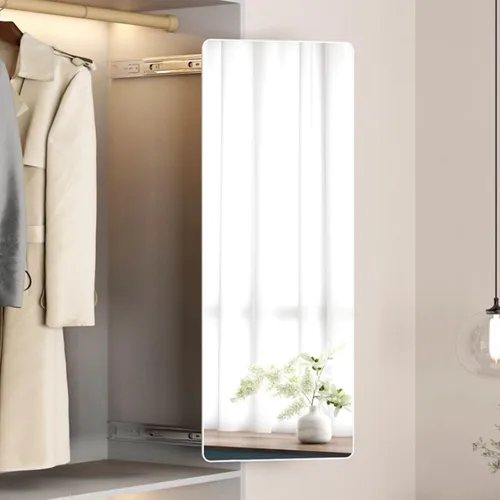 Miniatura 10 de Espejo de armario Hideaway - Espejo retráctil de longitud completa, 35 x 16 pulgadas, montado en la pared, adecuado para dormitorio, vestuario