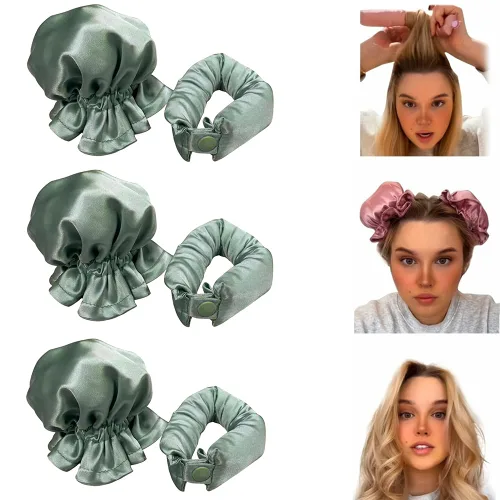 Nuevo juego de rizadores de satén para cabello largo, rodillos de pelo para mujer con gorras, rizadores para dormir para rizos sin calor (juego de