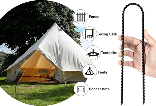 Miniatura 4 de Estacas de viento para cama elástica de 12 pulgadas, estacas resistentes en forma de U para suelo, kit de anclaje de amarre para trampolín